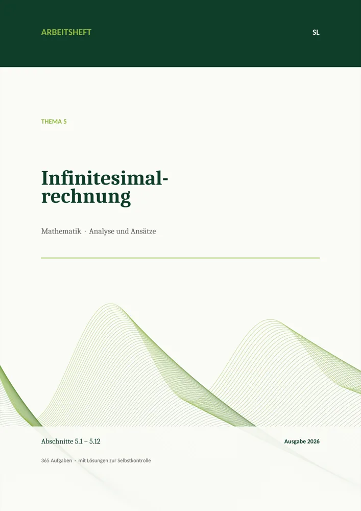 Umschlag des Arbeitshefts „Infinitesimalrechnung“, Thema 5, SL