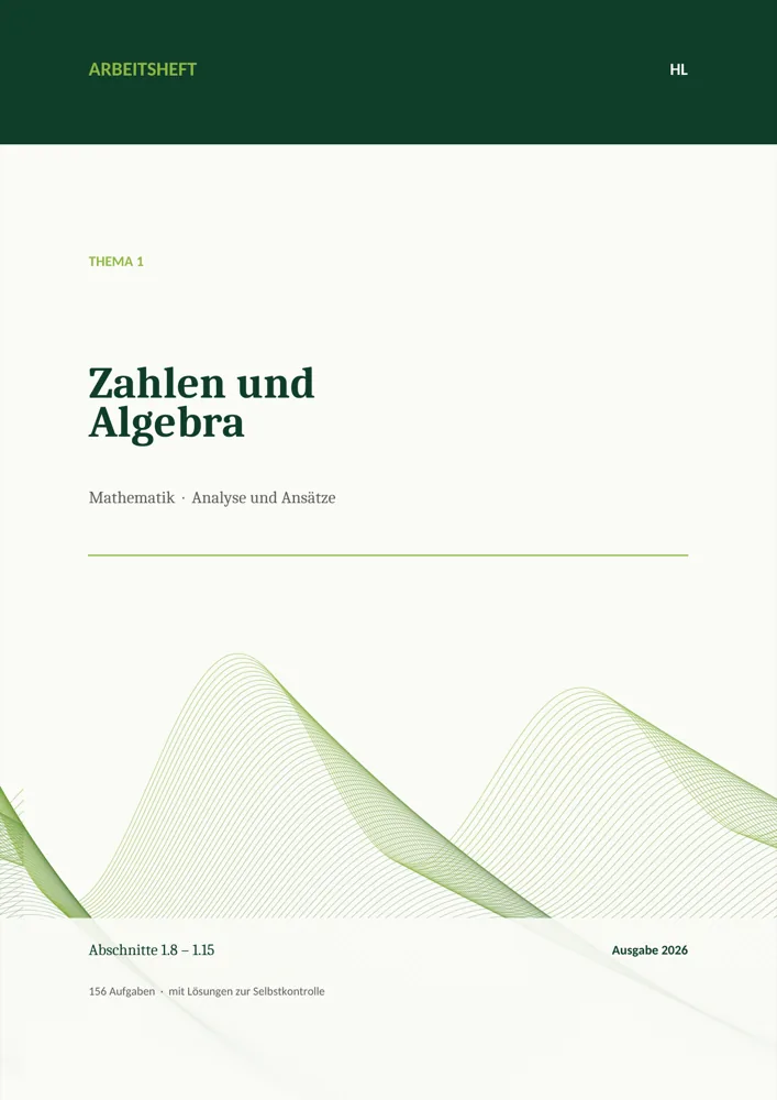 Umschlag des Arbeitshefts „Zahlen und Algebra“, Thema 1, HL